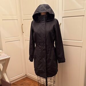 Athleta Black Rainiut Sutro Long Trench Jacket